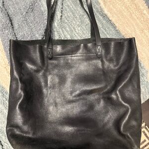 Madewell Black Leather Tote Bag